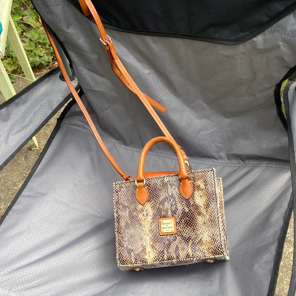 Dooney & Bourke Snake Print Mini Bag with Tan Accents